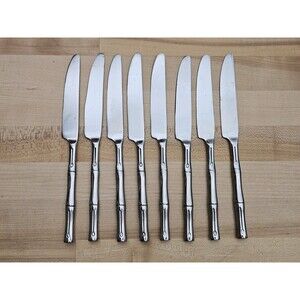 HAMPTON SILVERSMITHS Stainless Flatware BAMBOO ~ 8 Piece DINNER KNIVES